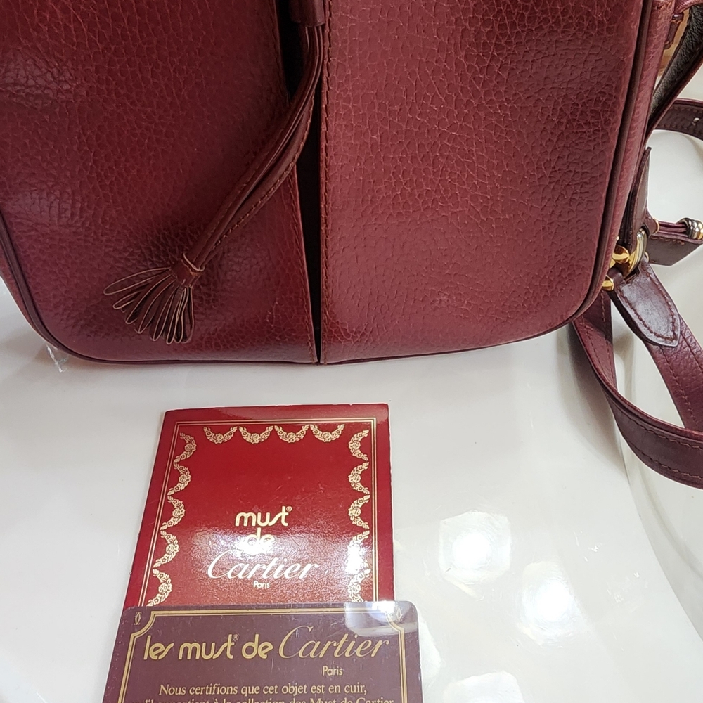Genuine leather authentic Cartier shoulder purse